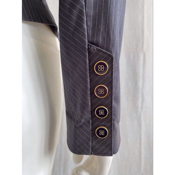 Marciano Women's Blazer Jacket One Button Striped Black Cotton Slim Fit Size 4 - Picture 6 of 12